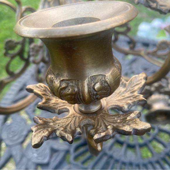 2 Vintage Baroque Style Large Brass Five Candle Candelabra From 1970 - Picture 11 of 16